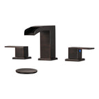 Waterfall 304 stainless steel 8 in. Widespread Double Handle Bathroom Faucet with Drain Kit Included in Oil Rubbed Bronze