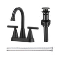 Rotatable 4 in. Centerset Double Handle Bathroom Faucet with Drain Kit Included in Black