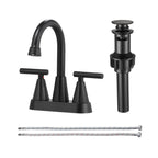 Rotatable 4 in. Centerset Double Handle Bathroom Faucet with Drain Kit Included in Black