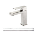 Square Single Handle Single Hole Bathroom Faucet in Brushed Nickel