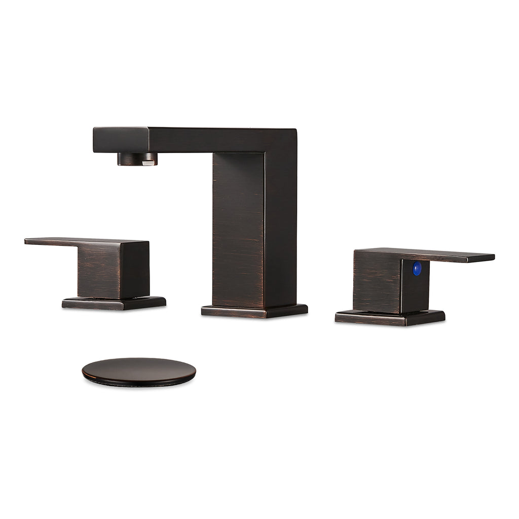 304 stainless steel 8 in. Widespread Double Handle Bathroom Faucet with Drain Kit Included in Oil Rubbed Bronze