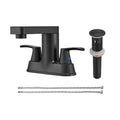 Rotatable 4 in. Centerset Double Handle Bathroom Faucet with Drain Kit Included in Matte Black