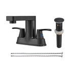 Rotatable 4 in. Centerset Double Handle Bathroom Faucet with Drain Kit Included in Matte Black
