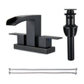 304 stainless steel 4 in. Centerset Double Handle Bathroom Faucet with Drain Kit Included in Matte Black
