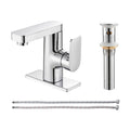 Single Handle Single Hole Low Arc Bathroom Faucet With Metal Pop Up Drain Assembly Swivel Sink Faucet in Chrome