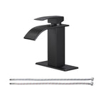 Arc Waterfall Single Handle Single Hole Bathroom Faucet in Matte Black
