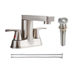 Rotatable 4 in. Centerset Double Handle Bathroom Faucet with Drain Kit Included in Brushed Nickel