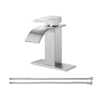 Arc Waterfall Single Handle Single Hole Bathroom Faucet in Brushed Nickel
