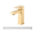 Square Single Handle Single Hole Bathroom Faucet in Brushed Gold