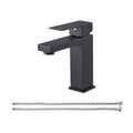 Square Single Handle Single Hole Bathroom Faucet in Matte Black