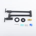 Wall Mounted Folding Pot Filler with Double-Handle Brass stretchable Kitchen Sink Faucet in Matte Black
