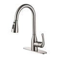 Gooseneck Single-Handle Pull Down Sprayer Kitchen Faucet with Deckplate Pull Out Sink Faucet in Brushed Nickel