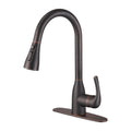 Gooseneck Single-Handle Pull Down Sprayer Kitchen Faucet with Deckplate Pull Out Sink Faucet in Oil Rubbed Bronze