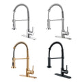 Single-Handle Pull Out Sprayer Coil Spring High-Arc Kitchen Faucet with Deckplate Sink Faucet in Chrome