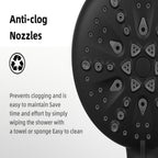 High Pressure 5.12 in. 9-Spray Patterns Wall Mount Handheld Shower Head with Bult-in Power Wash 1.8 GPM in Matte Black