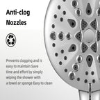 High Pressure 5.12 in. 9-Spray Patterns Wall Mount Handheld Shower Head with Bult-in Power Wash 1.8 GPM in Chrome