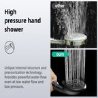 High Pressure 5.12 in. 9-Spray Patterns Wall Mount Handheld Shower Head with Bult-in Power Wash 1.8 GPM in Matte Black