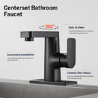 Single Handle Single Hole Low Arc Bathroom Faucet With Metal Pop Up Drain Assembly Swivel Sink Faucet in Matte Black