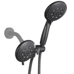 Rain 5-Spray Patterns Handheld Shower Head Combo 1.8 GPM 4.7 in. Wall Mount Adjustable Dual Shower Heads in Black