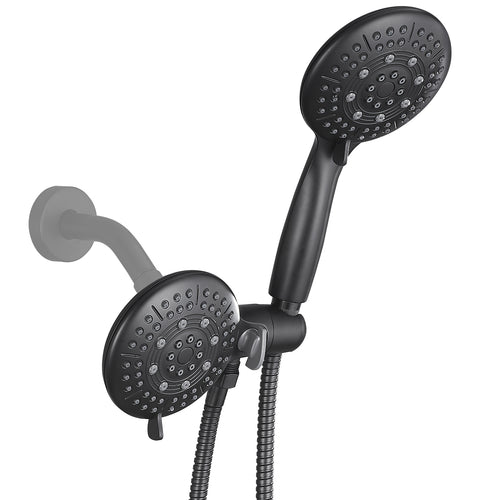 Rain 5-Spray Patterns Handheld Shower Head Combo 1.8 GPM 4.7 in. Wall Mount Adjustable Dual Shower Heads in Black