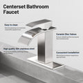 Arc Waterfall Single Handle Single Hole Bathroom Faucet with Drain Kit Includedin Brushed Nickel