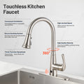 Touchless Single Handle Gooseneck Pull Down Sprayer Kitchen Faucet with Deckplate Pull Out Sink Faucet in Brushed Nickel
