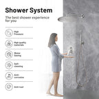 Rain Single Handle 1-Spray with Valve 1.8 GPM 12 " Shower Faucet Pressure Balance Dual Shower Heads in Brushed Nickel