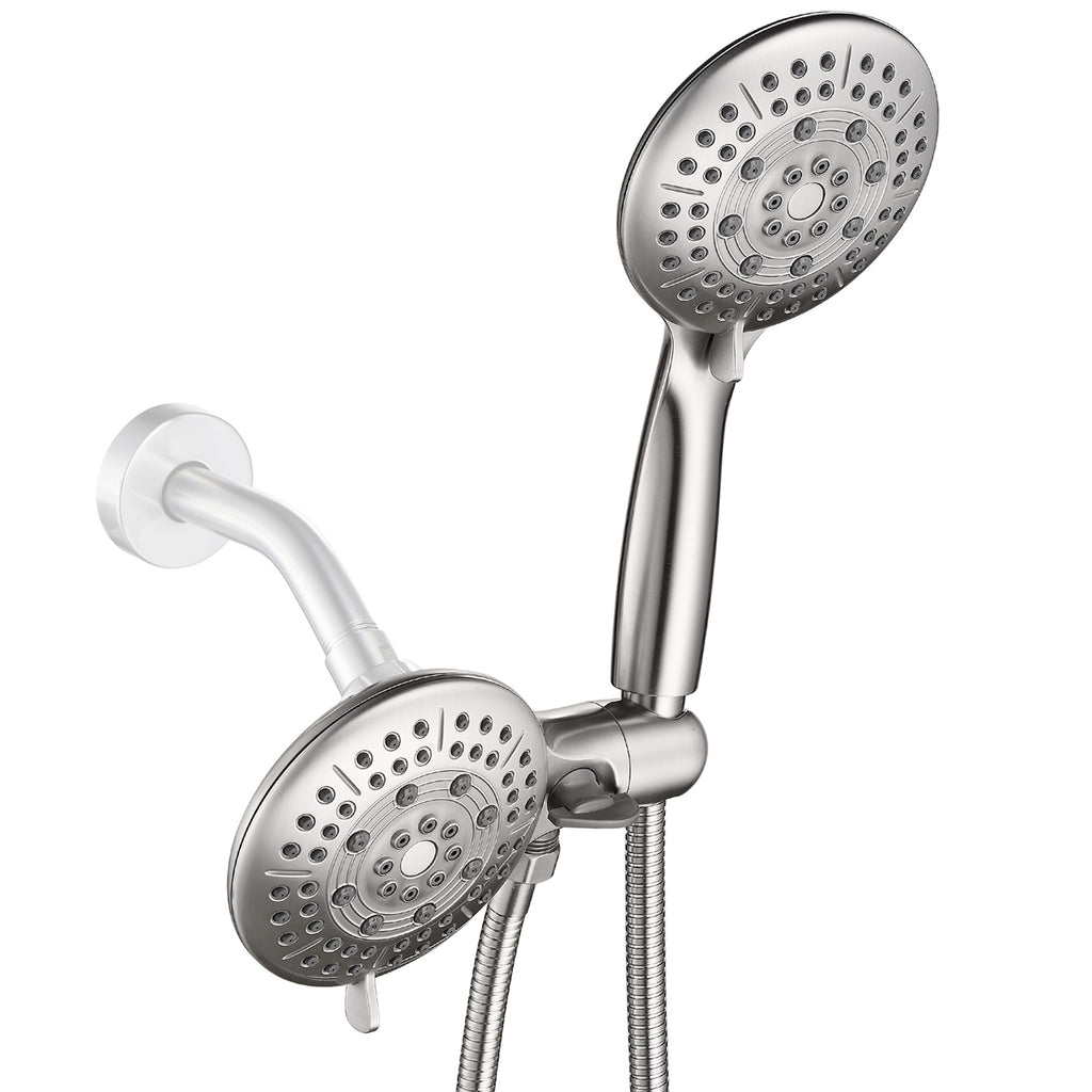 Rain 5-Spray Patterns Handheld Shower Head Combo 1.8 GPM 4.7 " Wall Mount Adjustable Dual Shower Heads in Brushed Nickel
