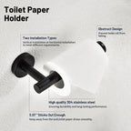 Modern 6-Pieces Stainless Steel Bath Hardware Set with Towel Ring Toilet Paper Holder Towel Hook and Towel Bar in Black