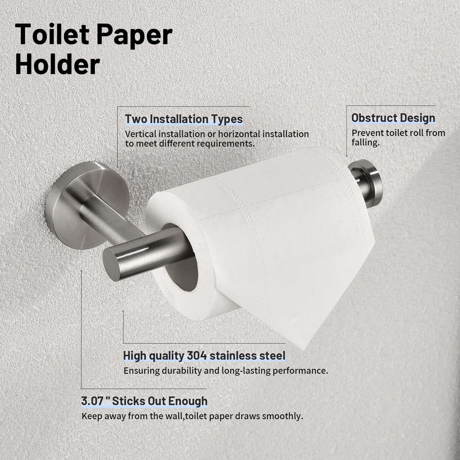 Modern 6-Pieces Bath Hardware Set with Towel Ring Toilet Paper Holder Towel Hook and Towel Bar in Brushed Nickel