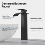 Arc Waterfall Single Handle Single Hole Bathroom Faucet in Matte Black