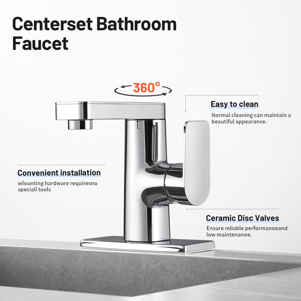 Single Handle Single Hole Low Arc Bathroom Faucet With Metal Pop Up Drain Assembly Swivel Sink Faucet in Chrome