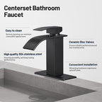 Arc Waterfall Single Handle Single Hole Bathroom Faucet with Drain Kit Included in Black