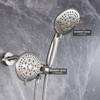 Rain 5-Spray Patterns Handheld Shower Head Combo 1.8 GPM 4.7 " Wall Mount Adjustable Dual Shower Heads in Brushed Nickel