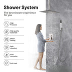 Rain Single Handle 1-Spray with Valve 1.8 GPM 12 " Shower Faucet Pressure Balance Dual Shower Heads in Brushed Nickel