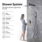 12 " Rain Single Handle 1-Spray Shower Faucet Kit Handheld Combo with Valve 1.8 GPM Adjustable Dual Shower Head in Black