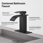 Arc Waterfall Single Handle Single Hole Bathroom Faucet in Matte Black