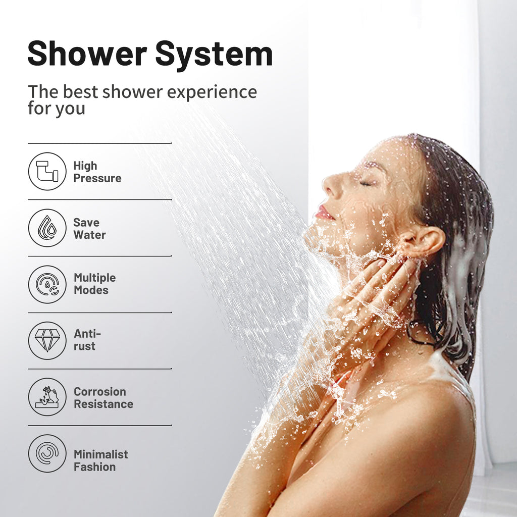4.7 " Single Handle 5-Spray Shower Faucet Kit Handheld Combo with Valve 1.8 GPM Adjustable Dual Shower Heads in Chrome