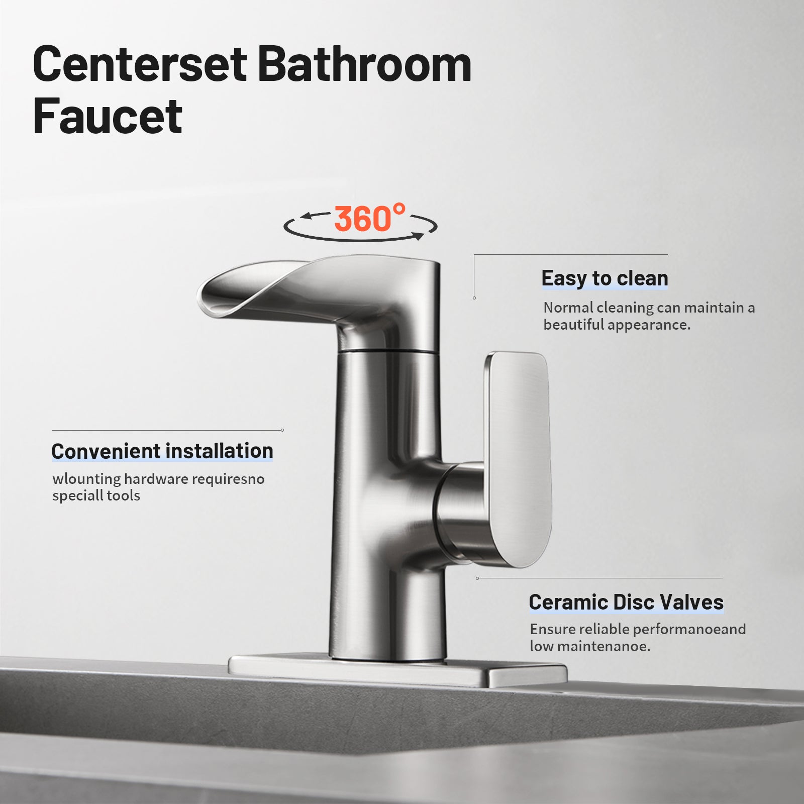 Single Handle Single Hole Low Arc Bathroom Faucet With Metal Pop Up Drain Assembly Swivel Sink Faucet in Brushed Nickel