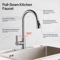 Gooseneck Single-Handle Pull Down Sprayer Kitchen Faucet with Deckplate Pull Out Sink Faucet in Brushed Nickel