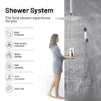Rain Single Handle 1-Spray with Valve 1.8 GPM 12 " Shower Faucet Pressure Balance Dual Shower Heads in Chrome