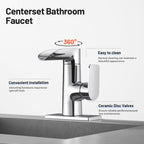 Waterfall Single Handle Single Hole Low Arc Bathroom Faucet With Metal Pop Up Drain Assembly Sink Faucet in Chrome