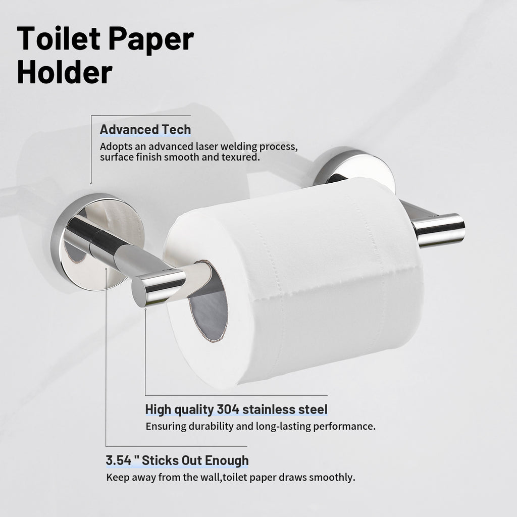 Deluxe Wall Mount Pivot Arm Toilet Paper Holder Bath Hardware Accessory in Chrome