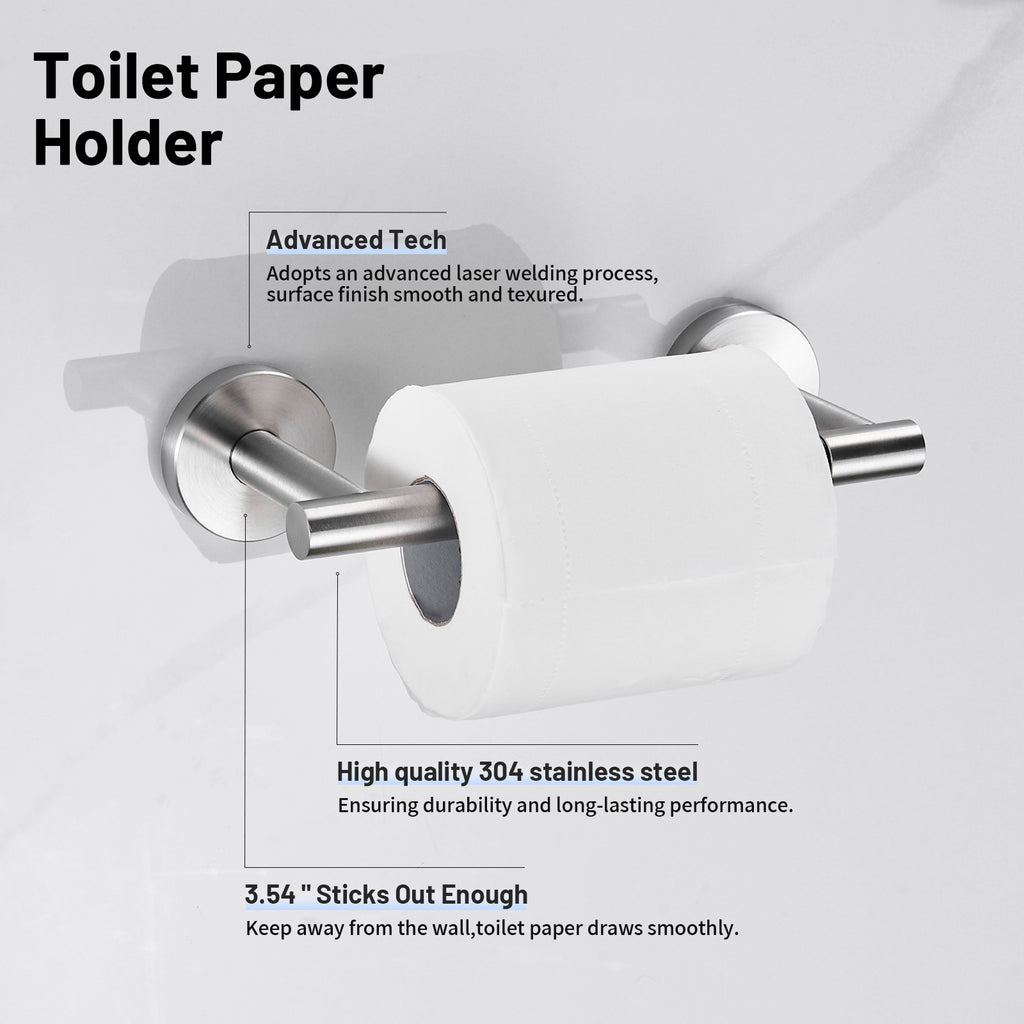 Deluxe Wall Mount Pivot Arm Toilet Paper Holder Bath Hardware Accessory in Brushed Nickel