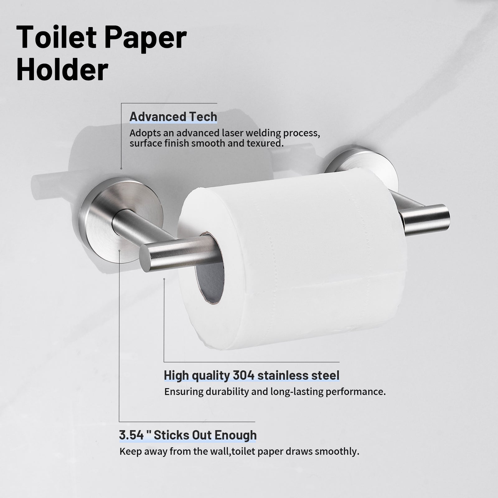 Deluxe Wall Mount Pivot Arm Toilet Paper Holder Bath Hardware Accessory in Brushed Nickel