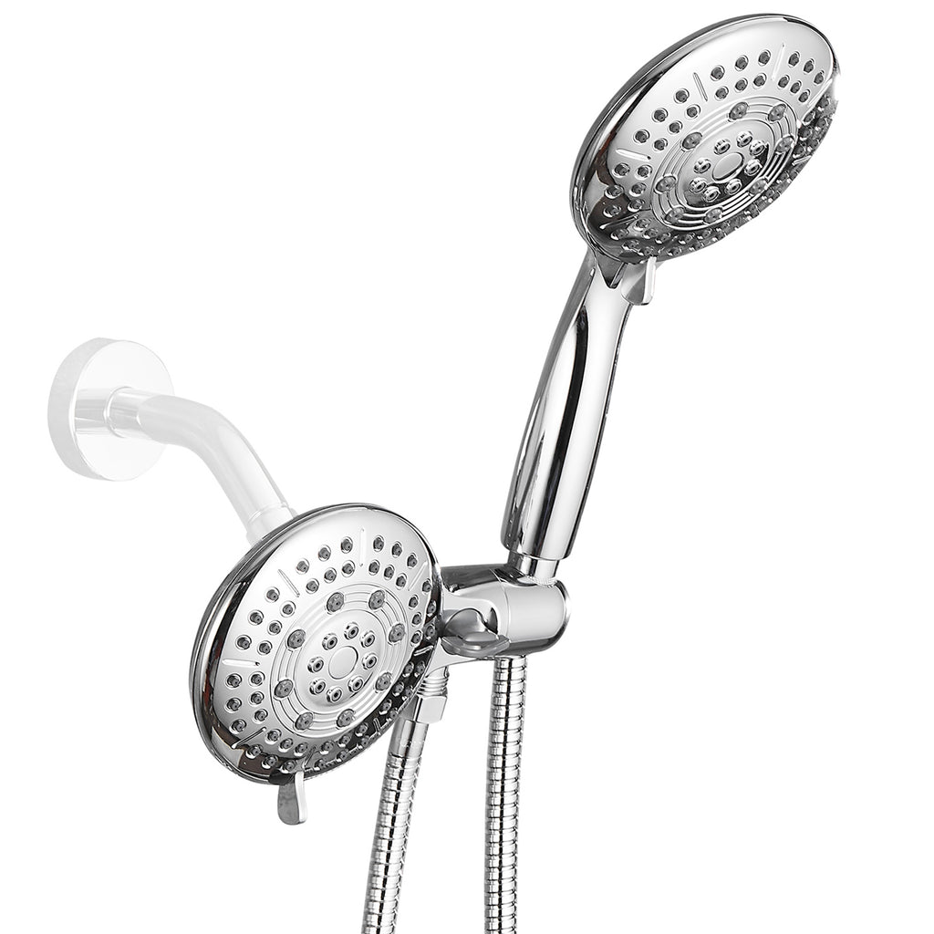Rain 5-Spray Patterns Handheld Shower Head Combo 1.8 GPM 4.7 in. Wall Mount Adjustable Dual Shower Heads in Chrome