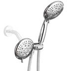 Rain 5-Spray Patterns Handheld Shower Head Combo 1.8 GPM 4.7 in. Wall Mount Adjustable Dual Shower Heads in Chrome