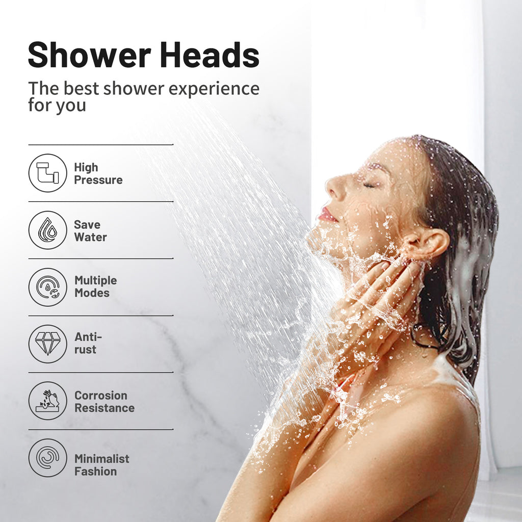 7-Spray Pattern 4.92 in. Wall Mount Handheld Shower Heads 1.8 GPM with Filter，Removable Shower hose in Brushed Nickel
