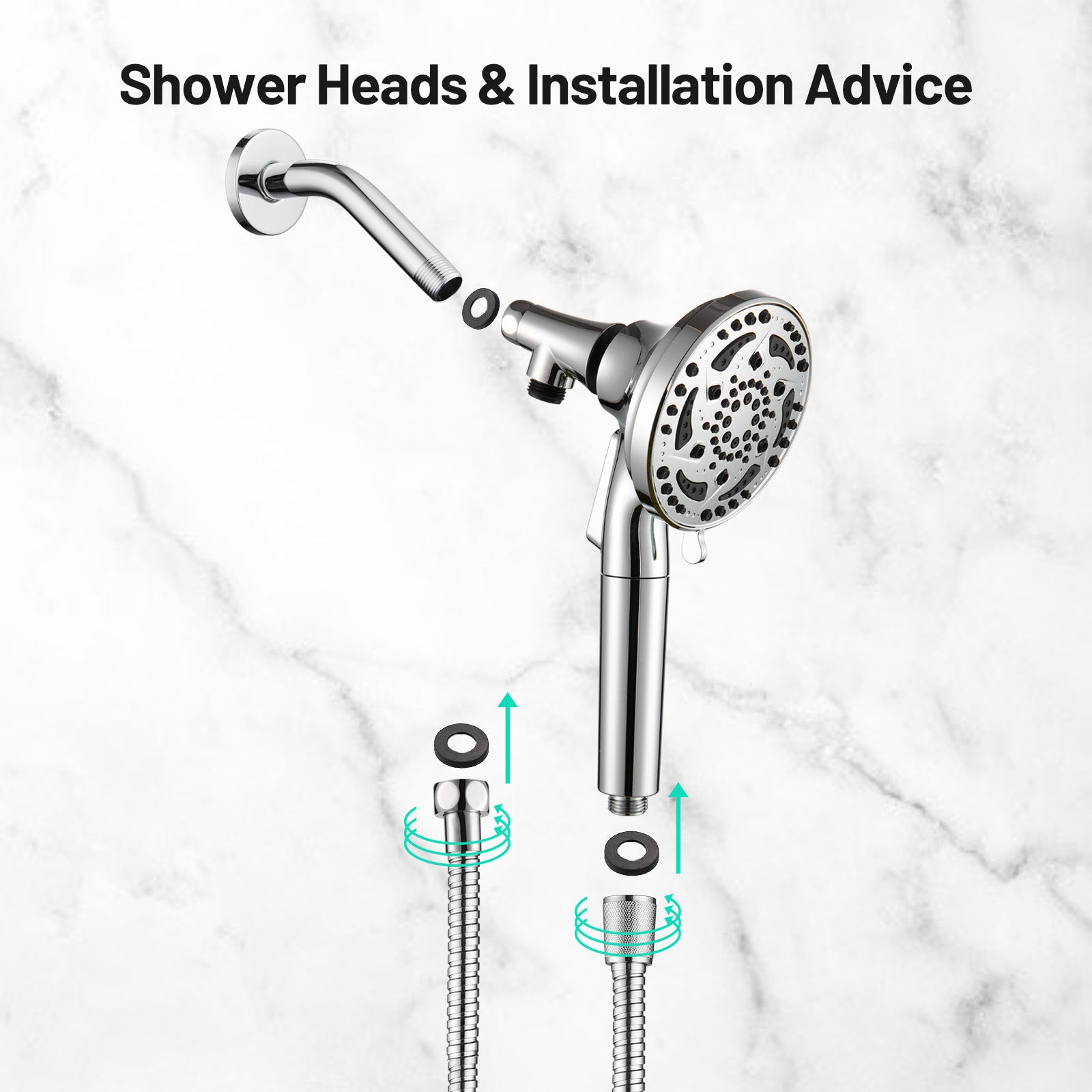 Rainfull 7-Spray Handheld Shower Faucet Kit with Valve 1.8 GPM and 4.9 in. Adjustable Filtered Shower Head in Chrome