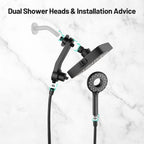 Magnetic 2-in-1 5-Spray  Adjustable Dual Shower Heads Wall Mount Fixed and Handheld Shower Head 2.5 GPM in Black